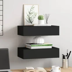 Wandrekken-vidaXL - Ladeschap - Zwart - MDF