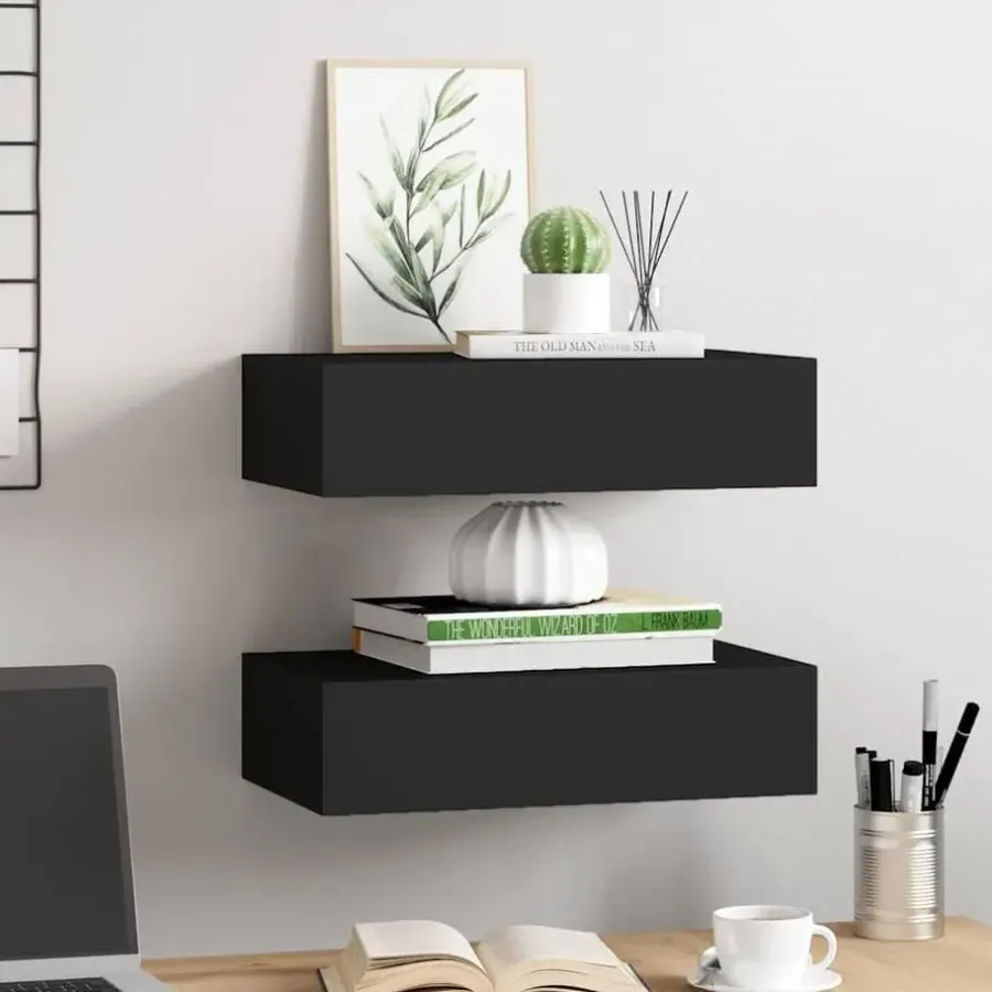 Wandrekken-vidaXL - Ladeschap - Zwart - MDF