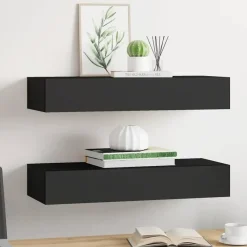 Wandrekken-vidaXL - Ladeschap - Zwart - MDF