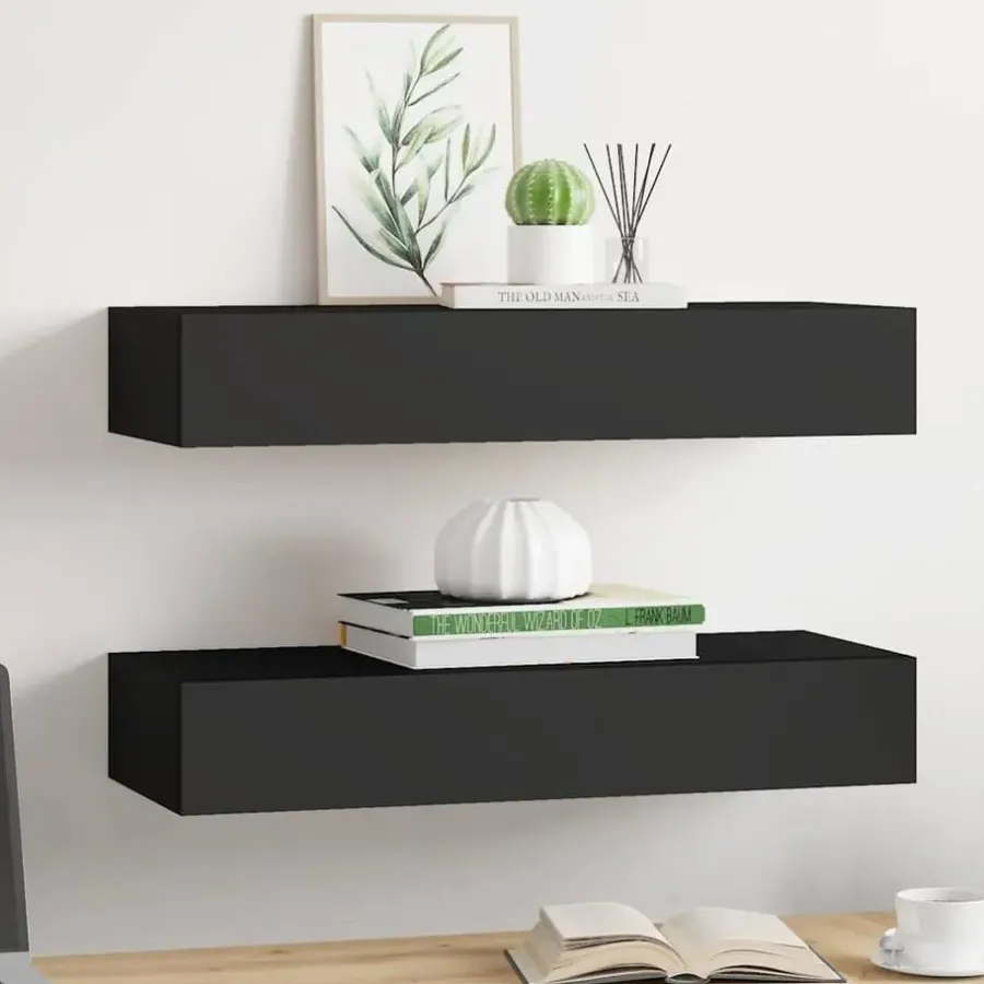 Wandrekken-vidaXL - Ladeschap - Zwart - MDF