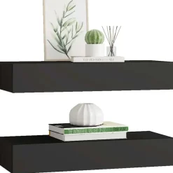 Wandrekken-vidaXL - Ladeschap - Zwart - MDF