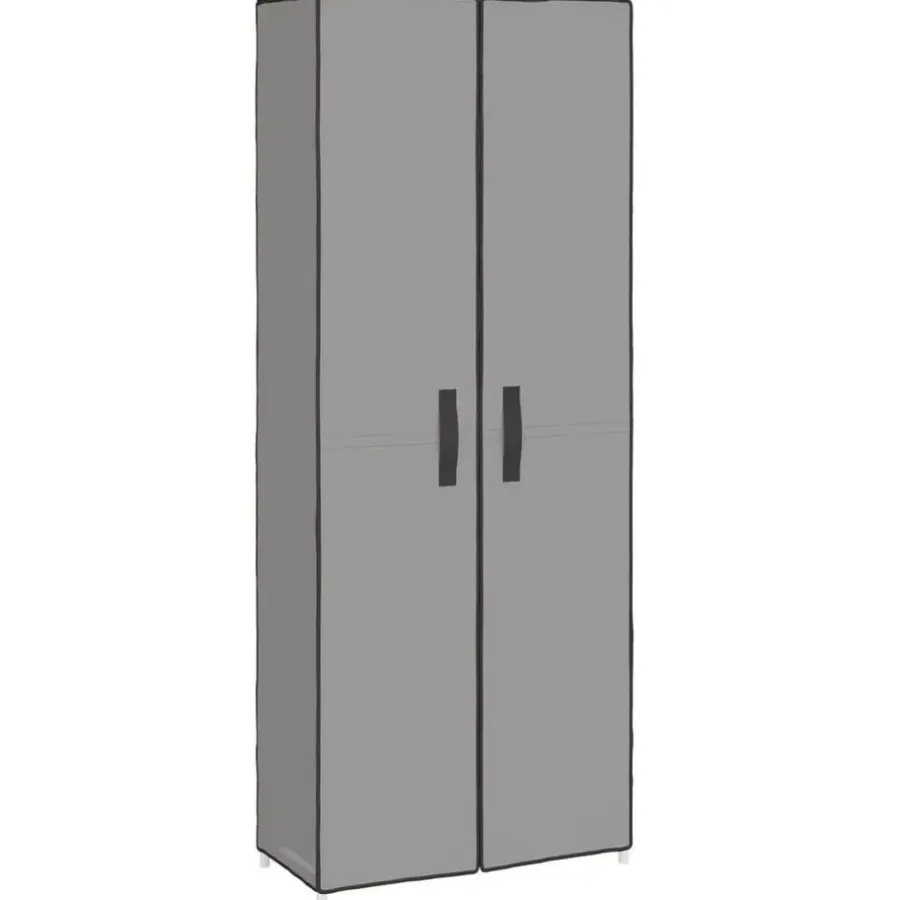 vidaXL - 10-lagen Schoenenkast met 2 deuren - Grijs - Stof - 60x30x166 cm