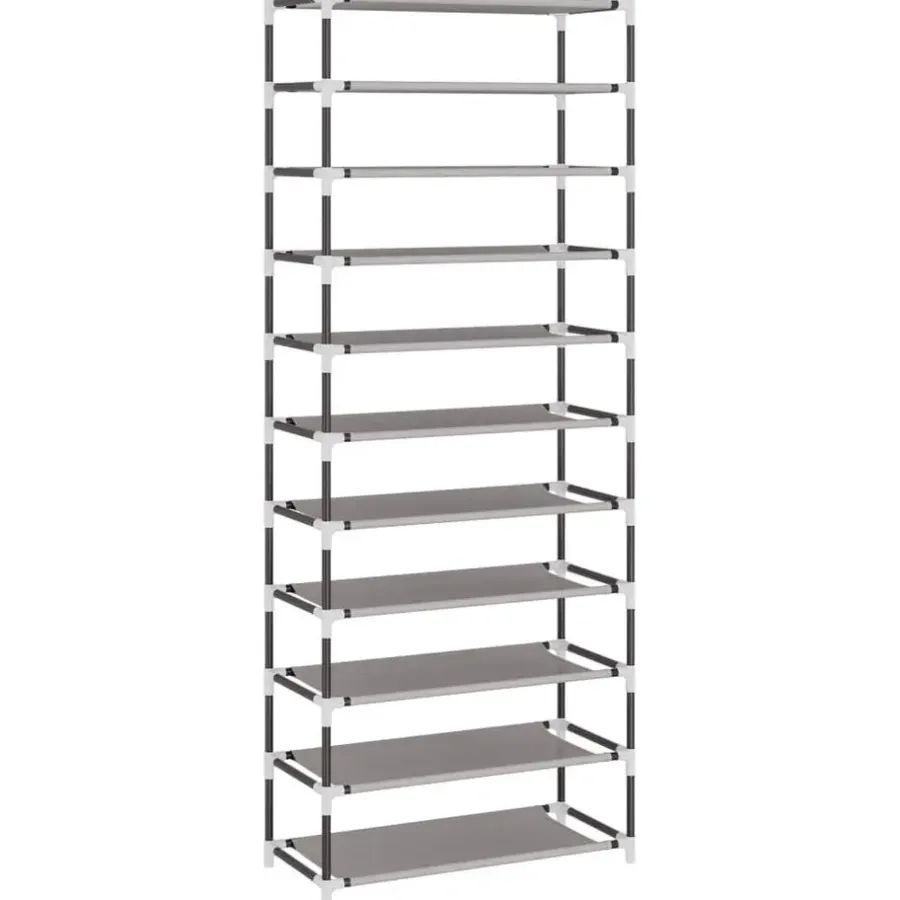 vidaXL - 10-lagen Schoenenkast met 2 deuren - Grijs - Stof - 60x30x166 cm