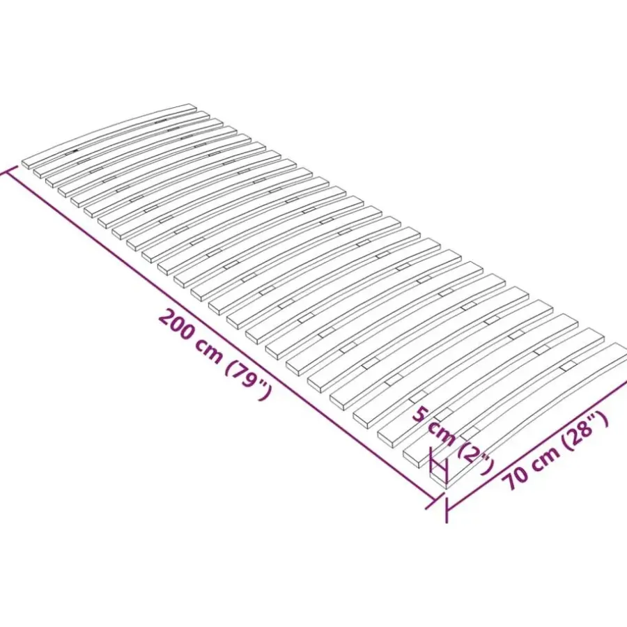 vidaXL - Lattenbodem met 24 latten - Bruin - Hout - 70 x 200 cm