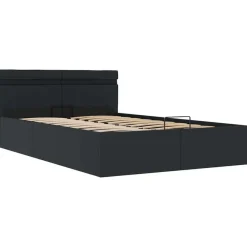 Twijfelaars-vidaXL - LED Bed frame met opbergruimte - Zwart - Kunstleer - 140x200 cm