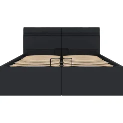 Twijfelaars-vidaXL - LED Bed frame met opbergruimte - Zwart - Kunstleer - 140x200 cm