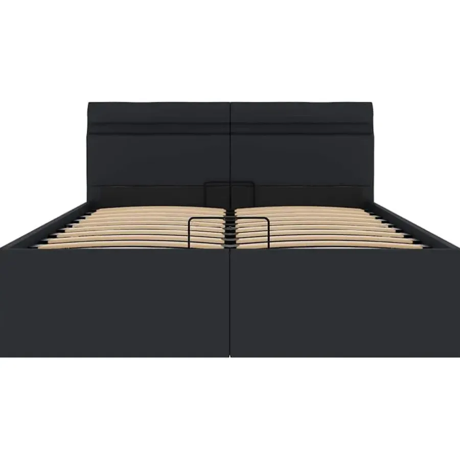 Twijfelaars-vidaXL - LED Bed frame met opbergruimte - Zwart - Kunstleer - 140x200 cm