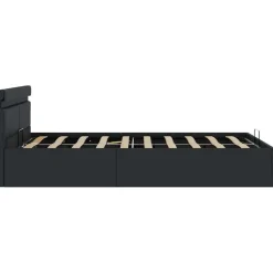 Twijfelaars-vidaXL - LED Bed frame met opbergruimte - Zwart - Kunstleer - 140x200 cm