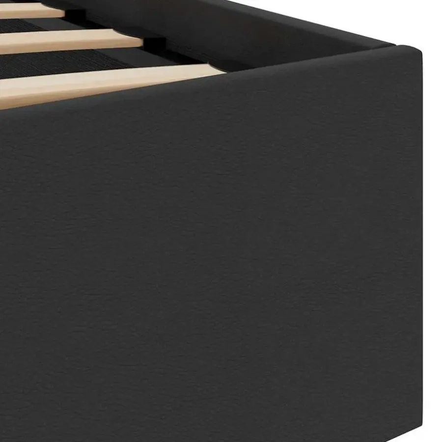 Twijfelaars-vidaXL - LED Bed frame met opbergruimte - Zwart - Kunstleer - 140x200 cm