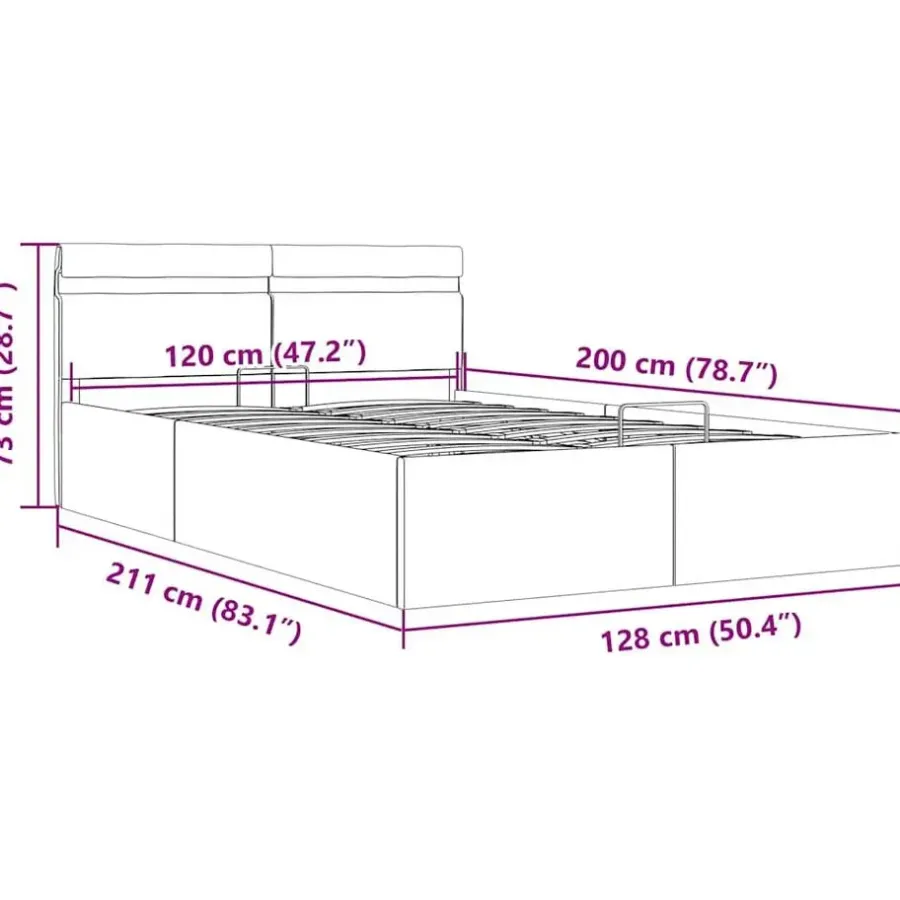 Twijfelaars-vidaXL - LED bed met opbergruimte - Hydraulisch - Wit - Kunstleer - 120x200 cm