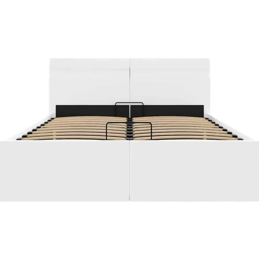 Twijfelaars-vidaXL - LED bed met opbergruimte - Hydraulisch - Wit - Kunstleer - 120x200 cm