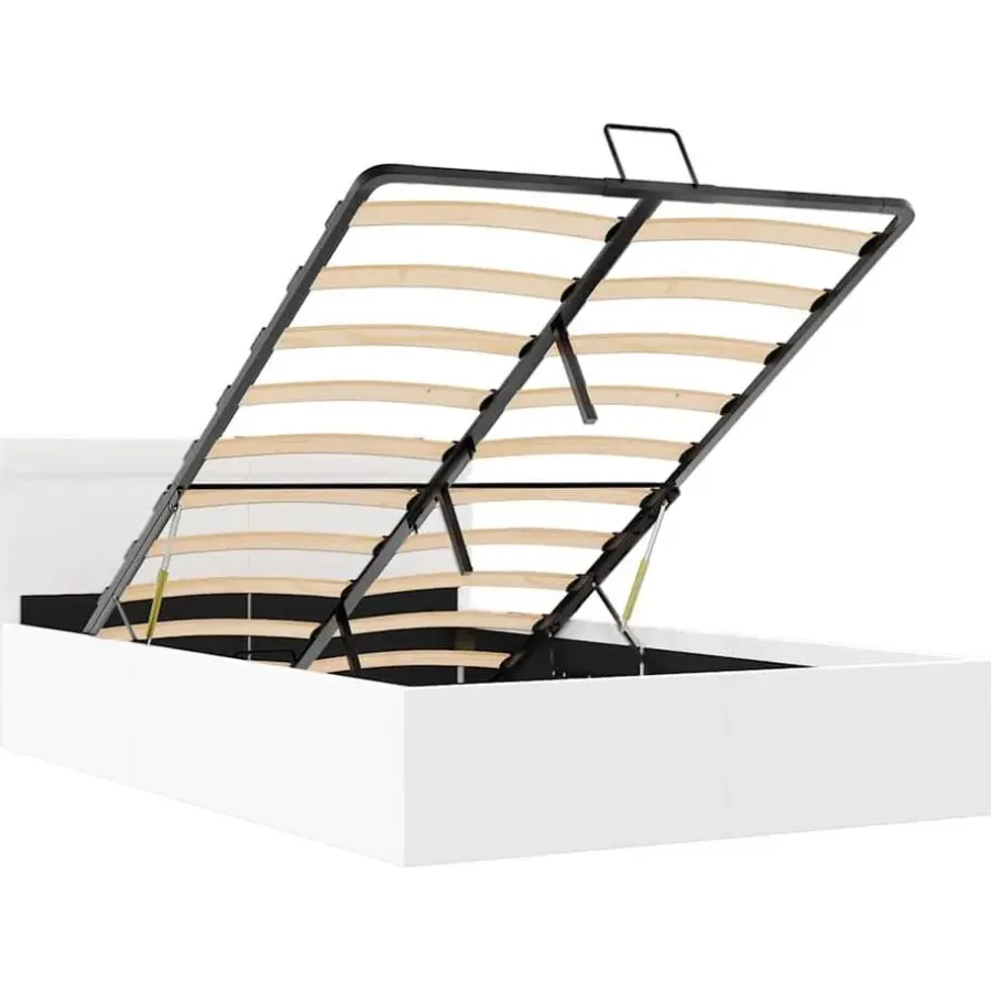 Twijfelaars-vidaXL - LED bed met opbergruimte - Hydraulisch - Wit - Kunstleer - 120x200 cm