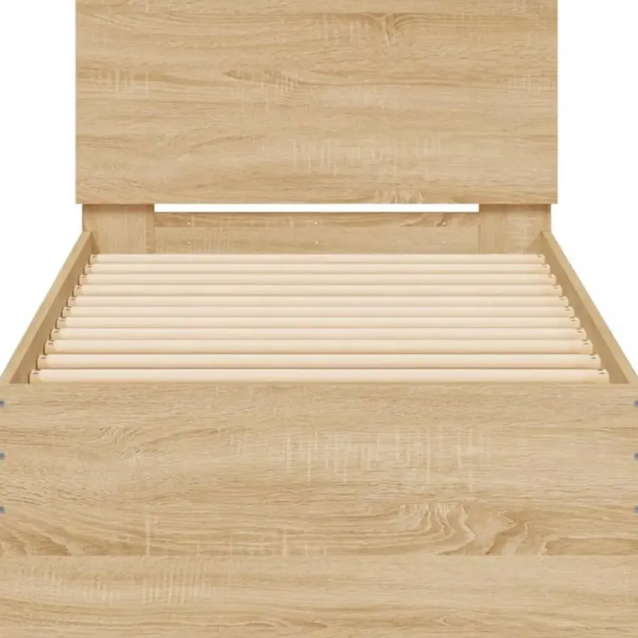 vidaXL - LED eenpersoonsbed met hoofdbord - Sonoma eiken - 90x200 cm
