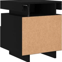 Nachtkastjes|Nachtkastjes-vidaXL - LED Nachtkastjes met lade - Zwart - Bewerkt hout - 40x39x48.5 cm - 2 st