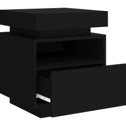 Nachtkastjes|Nachtkastjes-vidaXL - LED Nachtkastjes met lade - Zwart - Bewerkt hout - 40x39x48.5 cm - 2 st