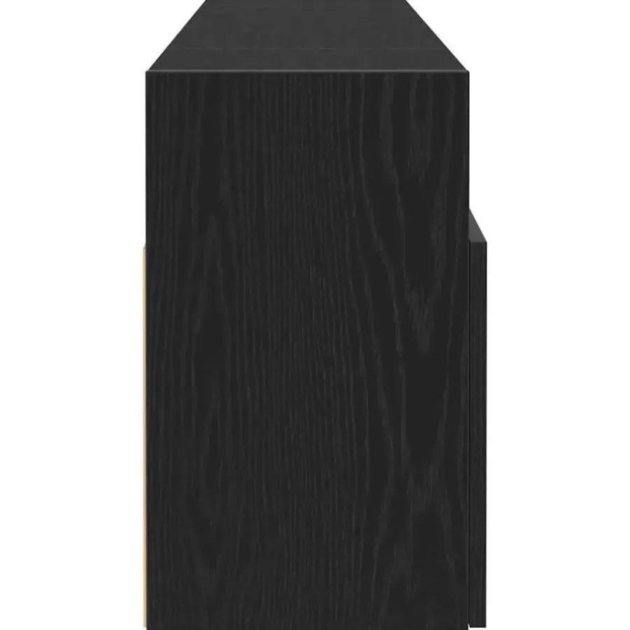 Tv Meubels-vidaXL - LED TV-meubel met 2 deuren - Zwart eiken - Hout en glas - 120x30x50 cm