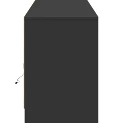 vidaXL - LED TV-meubel met 4 deuren en 2 vakken - Zwart - Hout - 180x34x50 cm