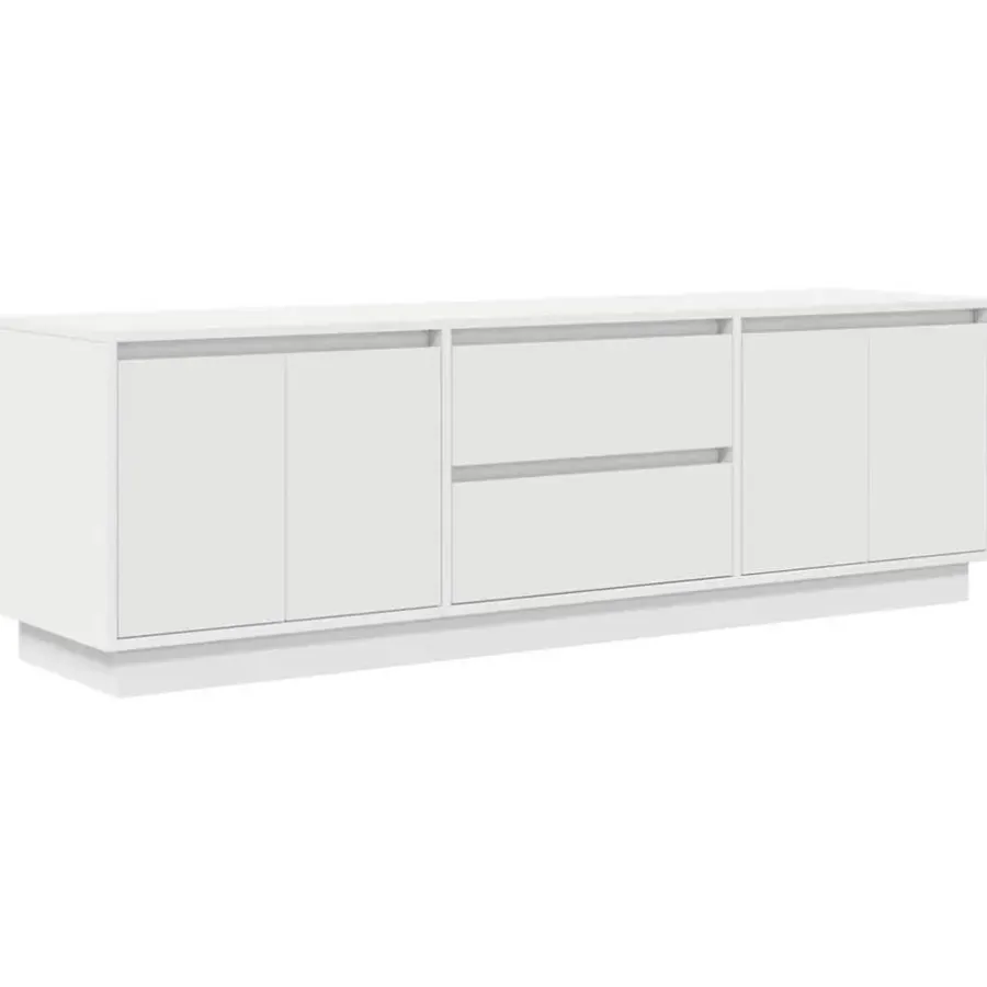 vidaXL - LED TV-meubel met 2 lades en 4 deuren - Wit - Hout - 160.5x41x50 cm