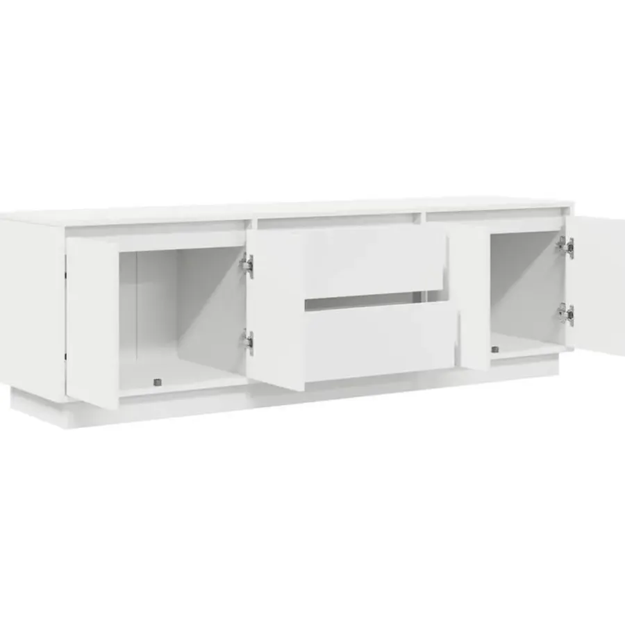 vidaXL - LED TV-meubel met 2 lades en 4 deuren - Wit - Hout - 160.5x41x50 cm