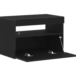 Tv Meubels-vidaXL - LED TV-meubel met deur - Zwart eiken - Hout - 60x35x40 cm