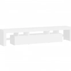 Tv Meubels-vidaXL - LED TV-meubel met 3 deuren en glas legplanken - Wit - 200x36.5x40 cm