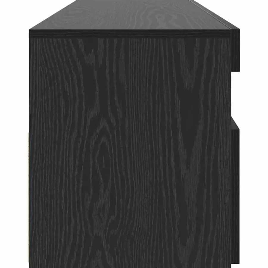 vidaXL - LED TV-meubel met deur - Zwart eiken - Hout - 90x35x40 cm