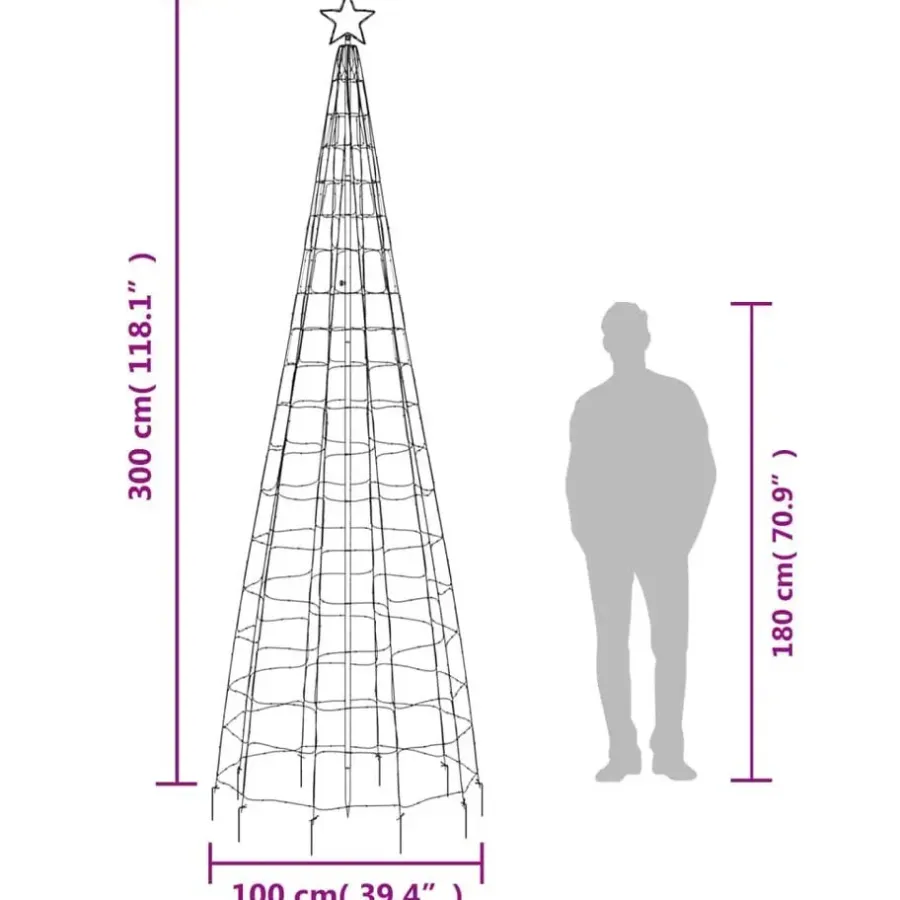 vidaXL - Led-kerstboom - Multikleur - 300 cm