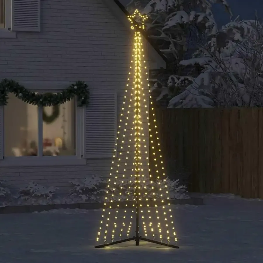 vidaXL - LED-kerstboom met spikes 495 LEDs 123x300,5 cm - Warmwit - Koper, ijzer