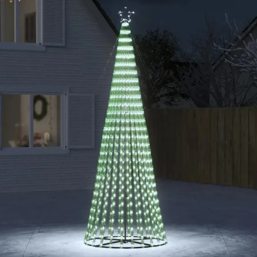 vidaXL - LED-kerstboom met spikes 688 LEDs 100x300 cm - Koudwit - Koper, ijzer