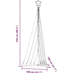 vidaXL - LED-kerstboom met spikes 447 LEDs 106x250 cm - Warmwit - Koper, ijzer