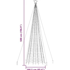 Kerstverlichting-vidaXL - LED-kerstboom met spikes 1534 LEDs 166,5x500 cm - Warmwit - Koper