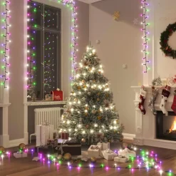Kerstverlichting-vidaXL - Led-slinger - Pastel multicolour and dark green - 25 m
