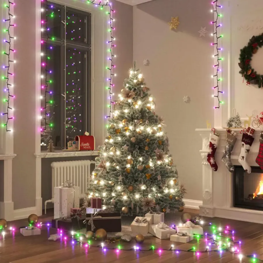 Kerstverlichting-vidaXL - Led-slinger - Pastel multicolour and dark green - 25 m