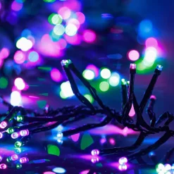 Kerstverlichting-vidaXL - Led-slinger - Pastel multicolour and dark green - 11 m