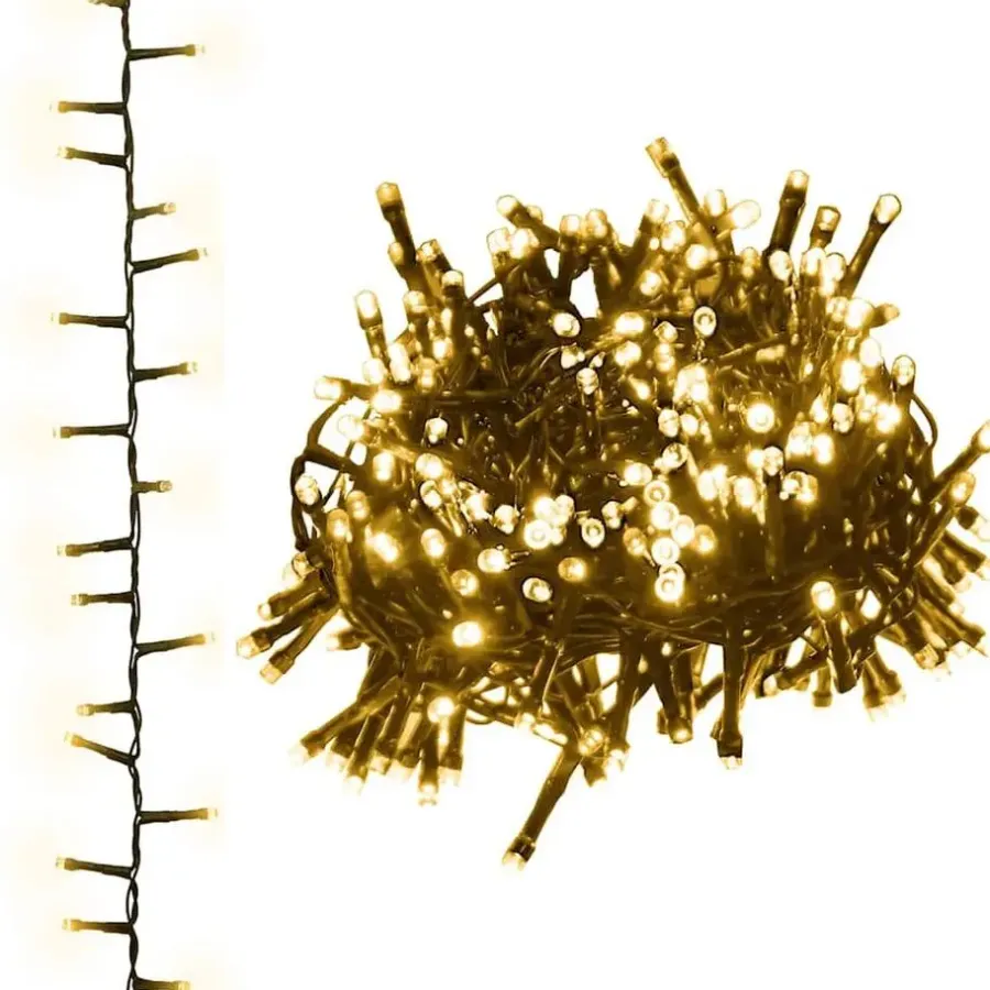 Kerstverlichting-vidaXL - Led-slinger - Warmwit en donkergroen