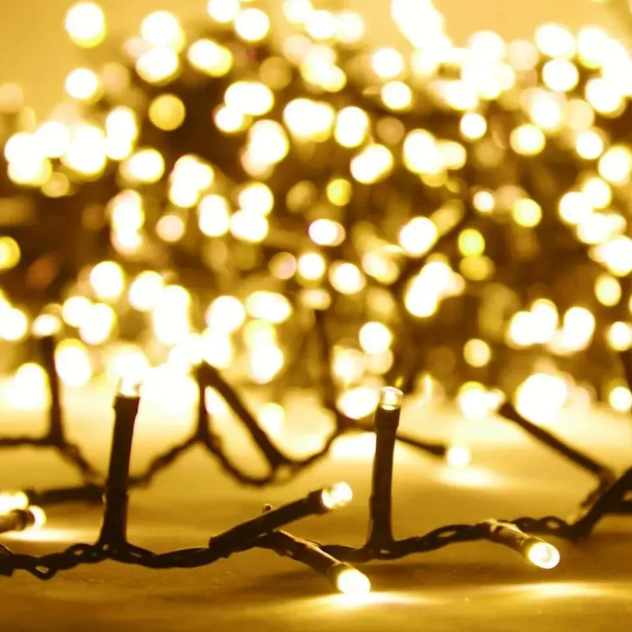 Kerstverlichting-vidaXL - Led-slinger - Warmwit en donkergroen