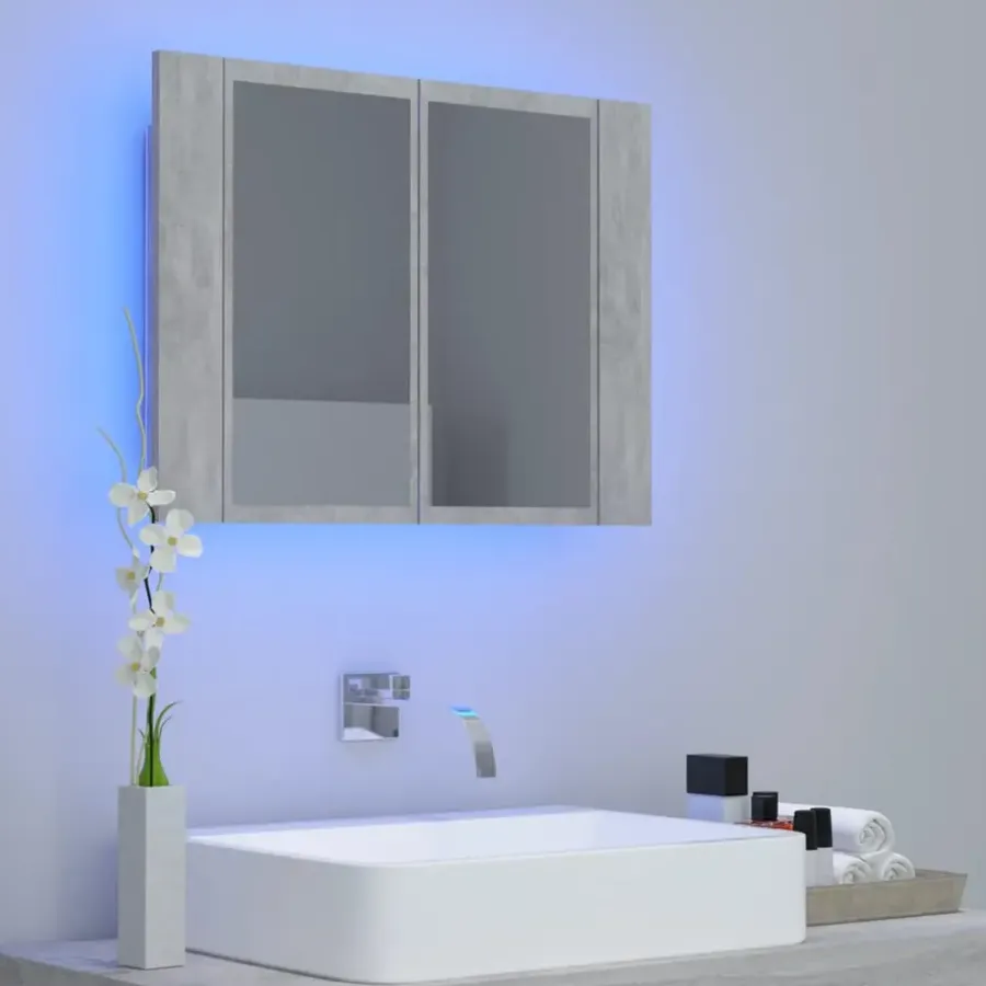 Spiegelkasten-vidaXL - Led-spiegelkast - Grijs - Bewerkt hout