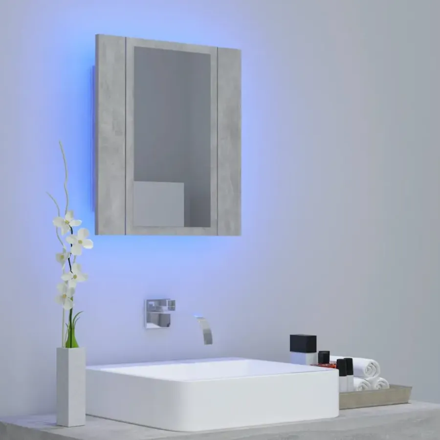 Spiegelkasten-vidaXL - Led-spiegelkast - Grijs - Bewerkt hout