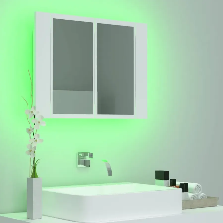 Spiegelkasten-vidaXL - Led-spiegelkast - Wit - Bewerkt hout