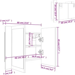 Spiegelkasten-vidaXL - Led-spiegelkast - Zwart - Bewerkt hout