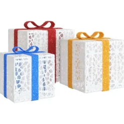 Kerstverlichting-vidaXL - Lichtgevende Kerstdoos - Wit - 3 stuks