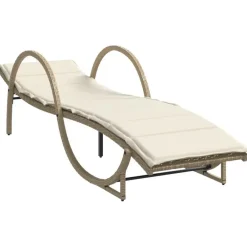 Ligbedden-vidaXL - Ligbed - Beige - Poly rattan