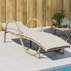 Ligbedden-vidaXL - Ligbed - Beige - Poly rattan