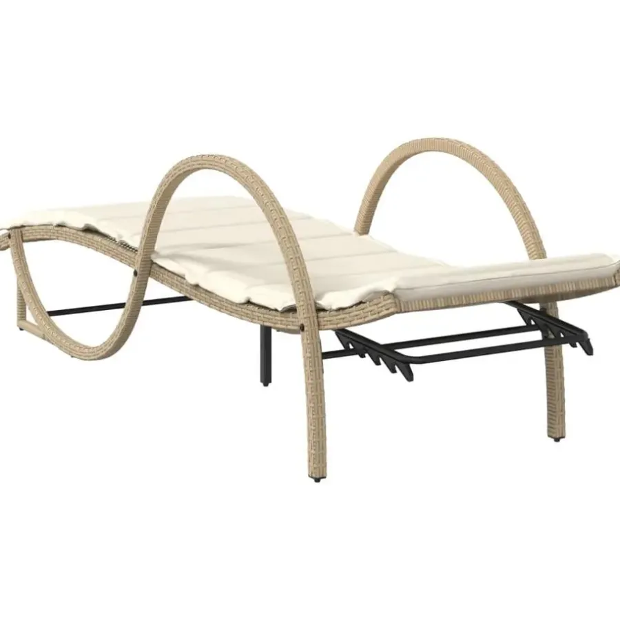 Ligbedden-vidaXL - Ligbed - Beige - Poly rattan