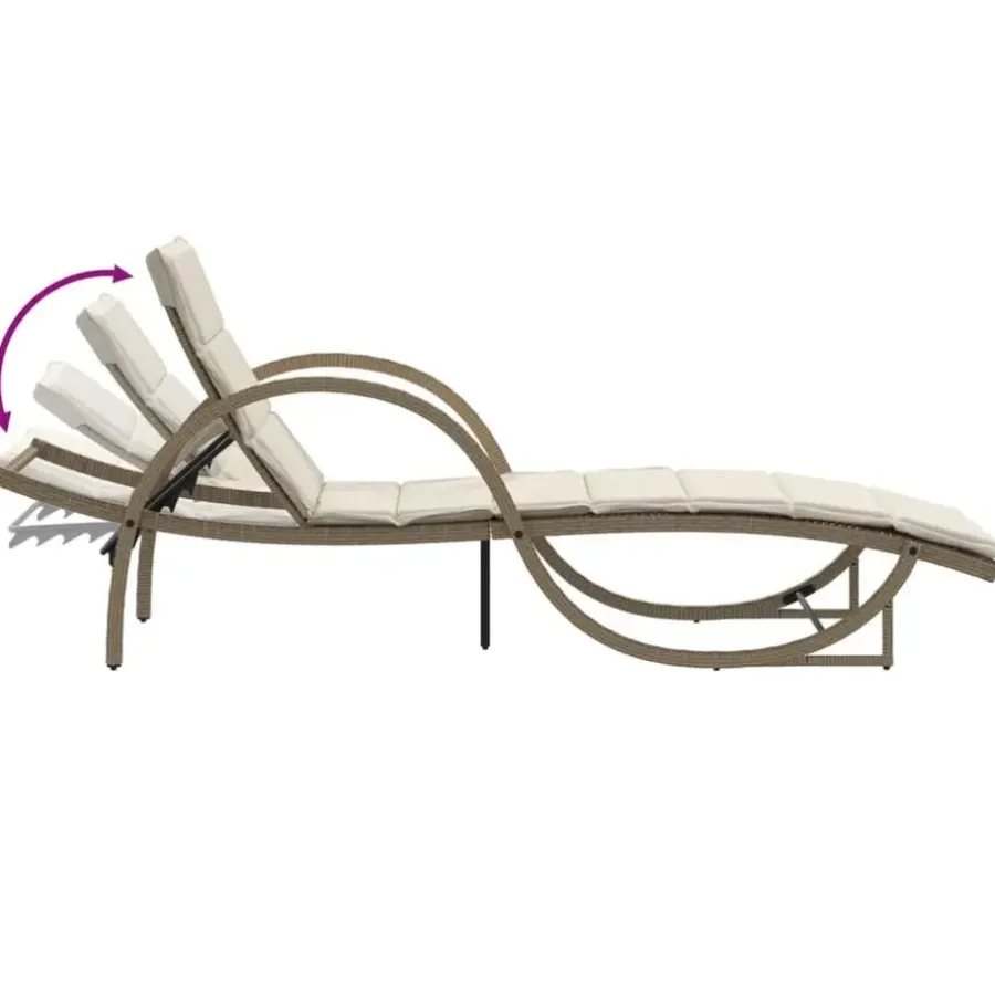 Ligbedden-vidaXL - Ligbed - Beige - Poly rattan