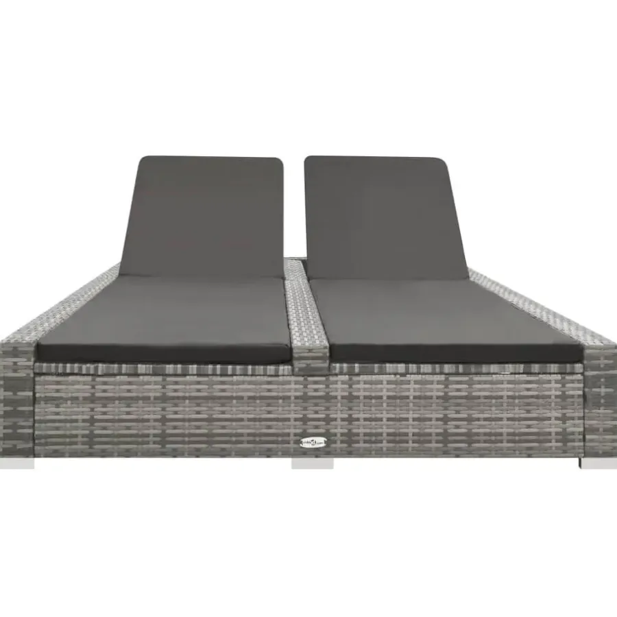 Ligbedden-vidaXL - Ligbed - Grijs - Poly rattan