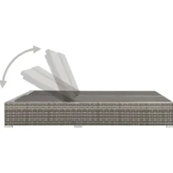 Ligbedden-vidaXL - Ligbed - Grijs - Poly rattan