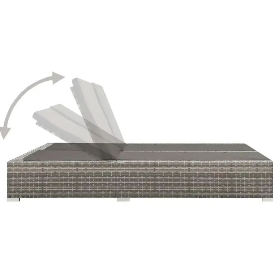 Ligbedden-vidaXL - Ligbed - Grijs - Poly rattan