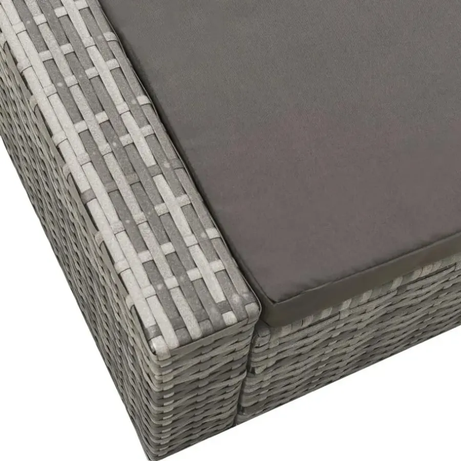 Ligbedden-vidaXL - Ligbed - Grijs - Poly rattan