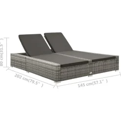 Ligbedden-vidaXL - Ligbed - Grijs - Poly rattan